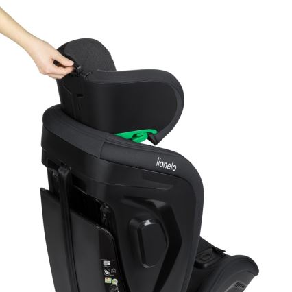 Lionelo - Käännettävä turvaistuin jalustalla HARPER i-Size 76-150 cm Black Carbon