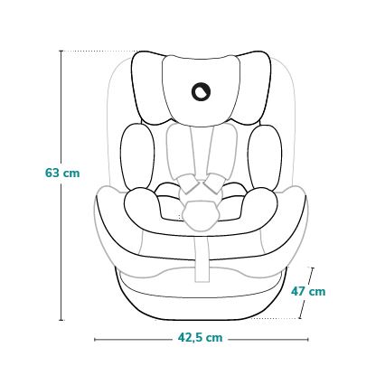 Lionelo - Käännettävä turvaistuin jalustalla HARPER i-Size 76-150 cm Black Carbon