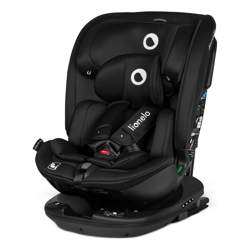 Lionelo - Kääntyvä turvaistuin jalustalla BASTIAAN i-Size 40-150 cm Black Carbon