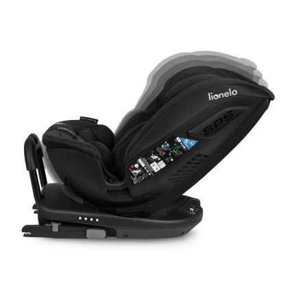 Lionelo - Kääntyvä turvaistuin jalustalla BASTIAAN i-Size 40-150 cm Black Carbon