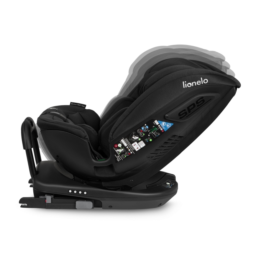 Lionelo - Kääntyvä turvaistuin jalustalla BASTIAAN i-Size 40-150 cm Black Carbon