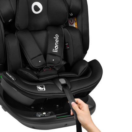 Lionelo - Kääntyvä turvaistuin jalustalla BASTIAAN i-Size 40-150 cm Black Carbon