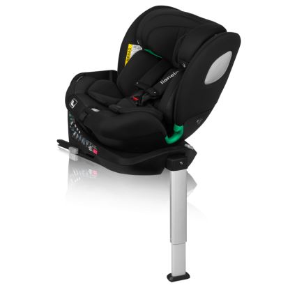 Lionelo - Pyörivä turvaistuin jalustalla BRAAM AIR i-Size 40-150 cm Black Carbon