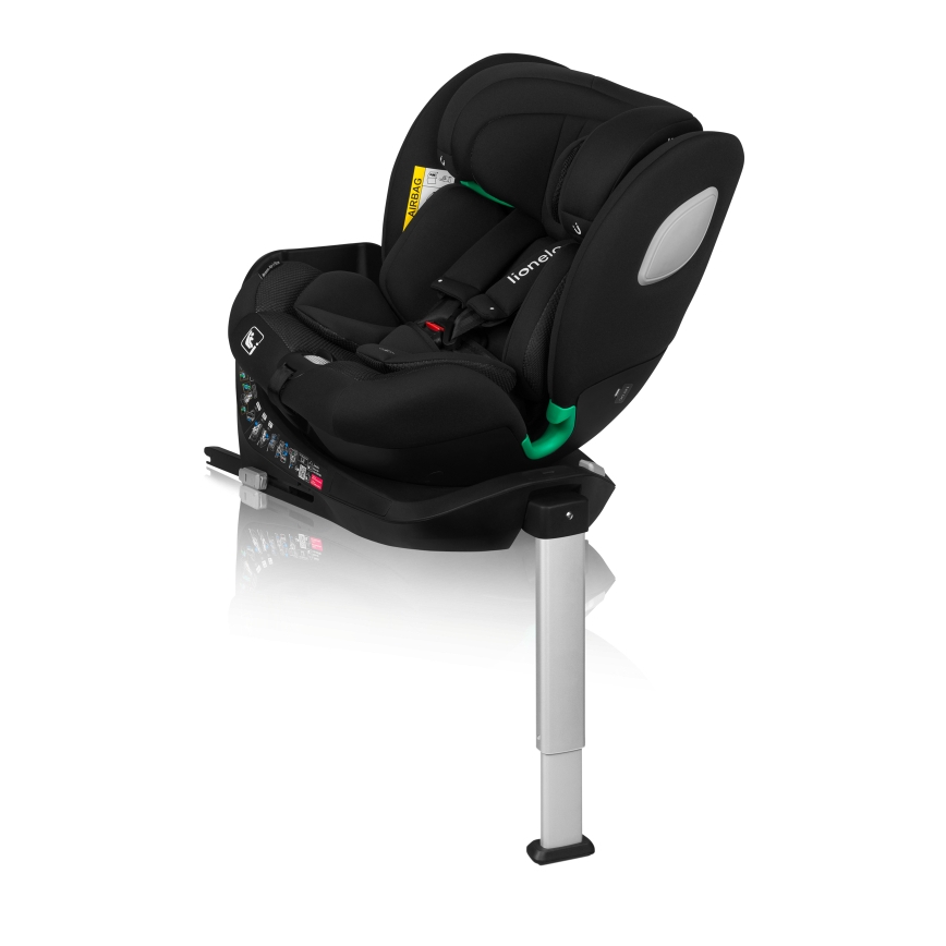 Lionelo - Pyörivä turvaistuin jalustalla BRAAM AIR i-Size 40-150 cm Black Carbon