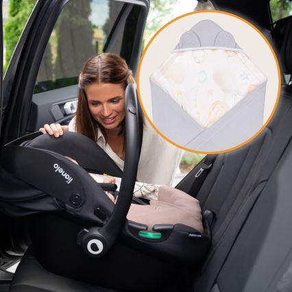 Lionelo - Kapalo turvaistuimeen TRAVEL SWADDLE 90x90 cm Harmaa Ilmapallo