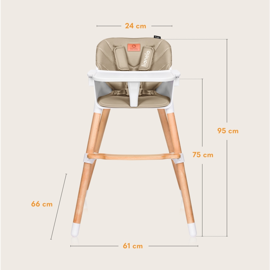 Lionelo - KOEN 2-in-1 lasten syöttötuoli, beige (sand)