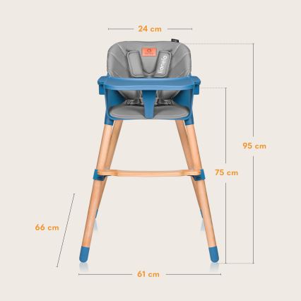 Lionelo - KOEN lasten 2-in-1 ruokatuoli Blue Sky