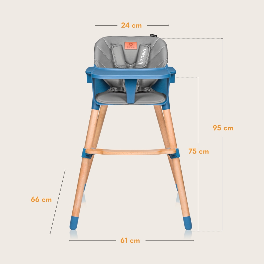 Lionelo - KOEN lasten 2-in-1 ruokatuoli Blue Sky