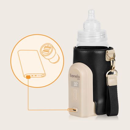 Lionelo - Ladattava pullonlämmitin THERMUP GO EVO 18W/5V musta/beige