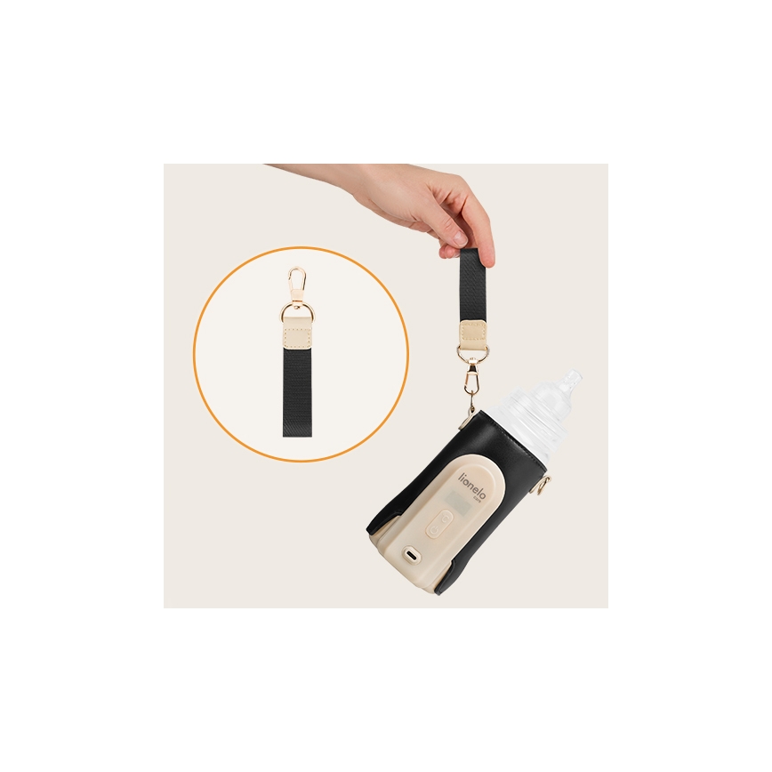 Lionelo - Ladattava pullonlämmitin THERMUP GO EVO 18W/5V musta/beige