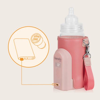 Lionelo - Ladattava pullonlämmitin THERMUP GO EVO 18W/5V vaaleanpunainen