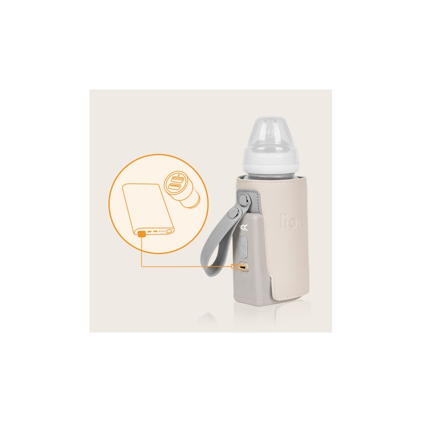 Lionelo - Ladattava pullonlämmitin THERMUP GO PLUS 10W/5V beige