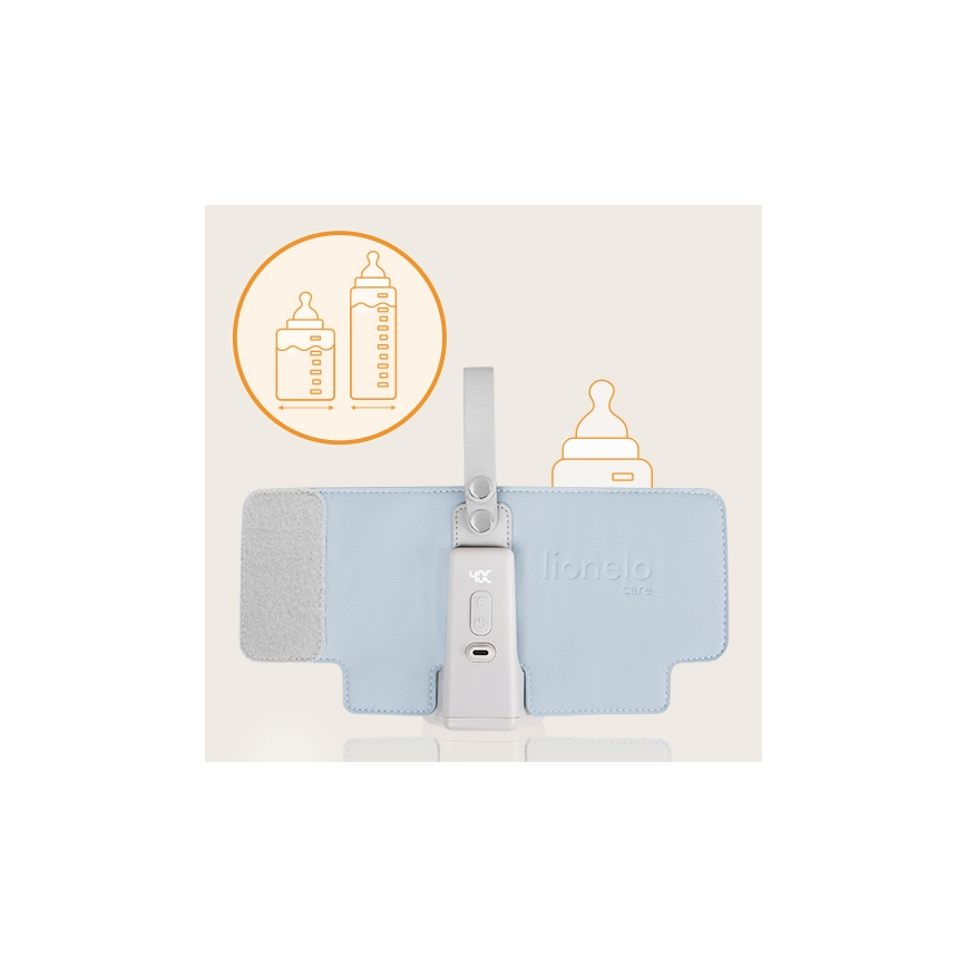Lionelo - Ladattava pullonlämmitin THERMUP GO PLUS 10W/5V sininen/harmaa
