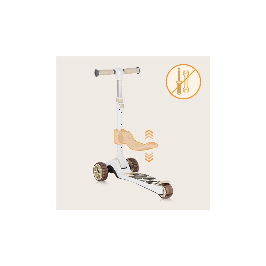 Lionelo - Lasten potkulauta 2-in-1 FRANKY valkoinen/beige