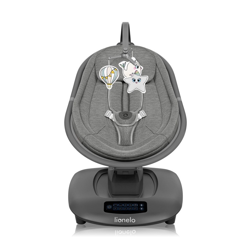 Lionelo - Lasten keinu melodialla BLOSSOM Grey Concrete + kaukosäädin