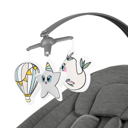 Lionelo - Lasten keinu melodialla BLOSSOM Grey Concrete + kaukosäädin