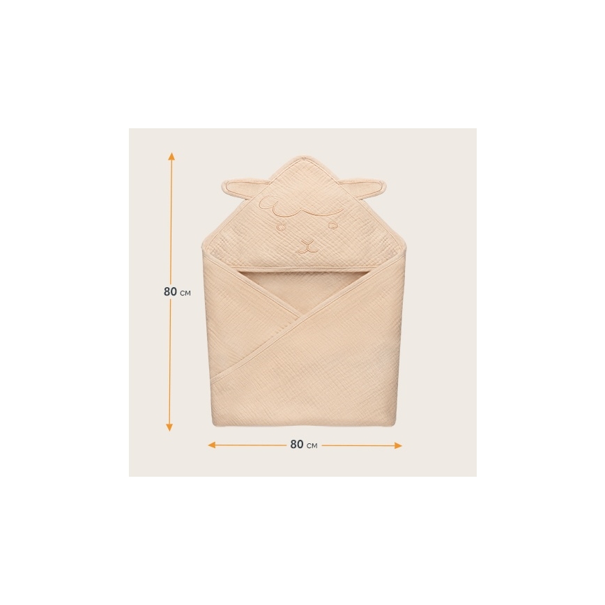 Lionelo - Lasten musliinihuppupyyhe, beige (Sand)