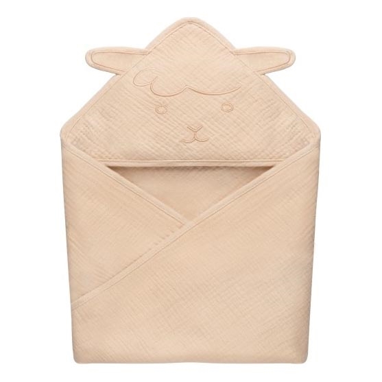 Lionelo - Lasten musliinihuppupyyhe MUSLIN HOODED TOWEL Beige Cappuccino