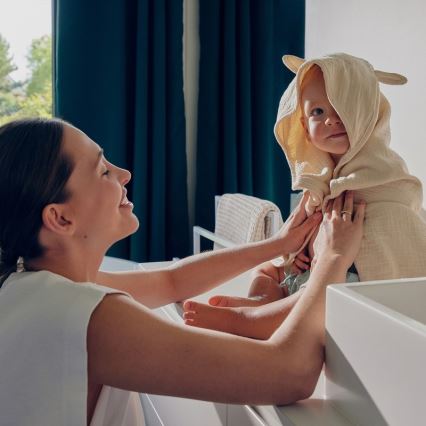 Lionelo - Lasten musliinihuppupyyhe MUSLIN HOODED TOWEL Beige Cappuccino