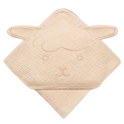 Lionelo - Lasten musliinihuppupyyhe MUSLIN HOODED TOWEL Beige Cappuccino