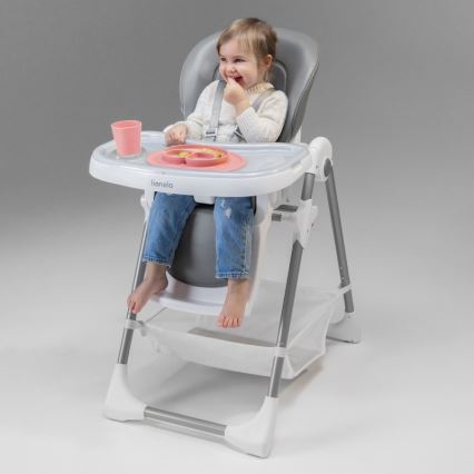 Lionelo - Lasten ruokapöydän tuoli LINN PLUS valkoinen/harmaa