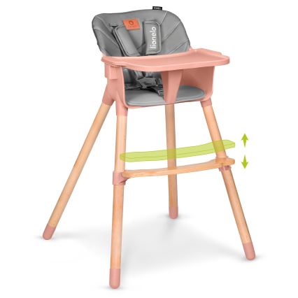 Lionelo - Lasten ruokatuoli 2-in-1 KOEN Pink Rose