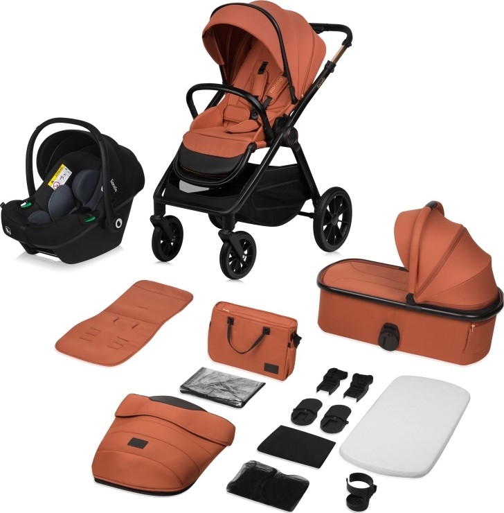Lionelo - LAYLA 3-in-1-yhdistelmävaunut Brown Rust