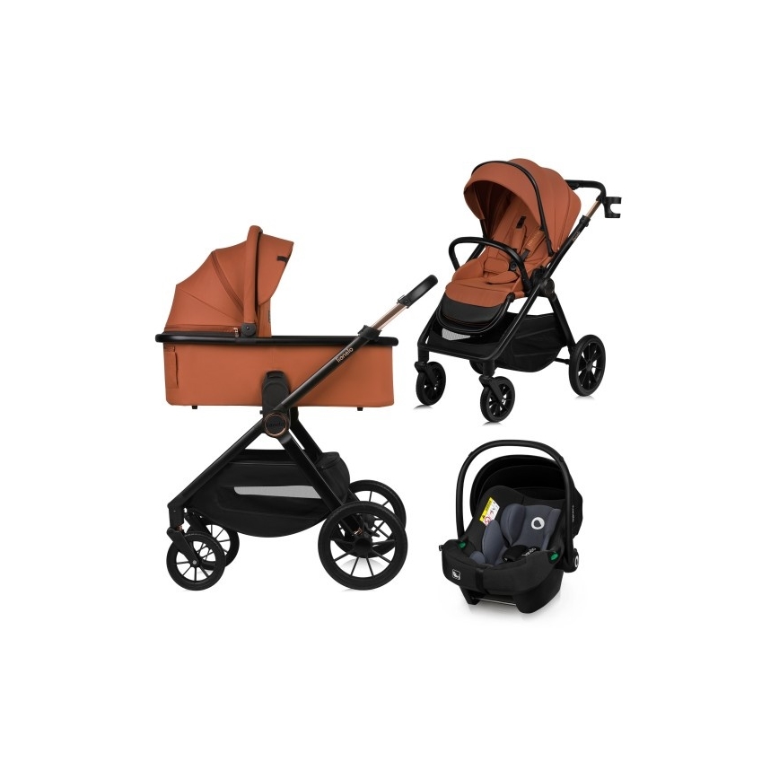 Lionelo - LAYLA 3-in-1-yhdistelmävaunut Brown Rust