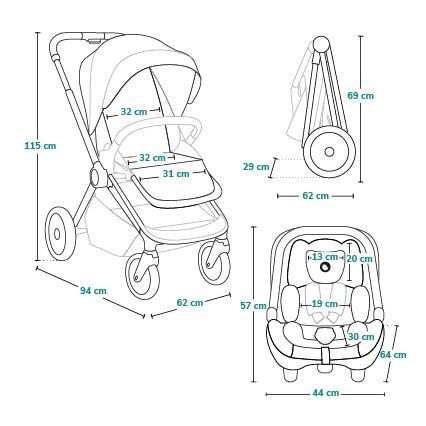 Lionelo - LAYLA 3-in-1-yhdistelmävaunut Brown Rust