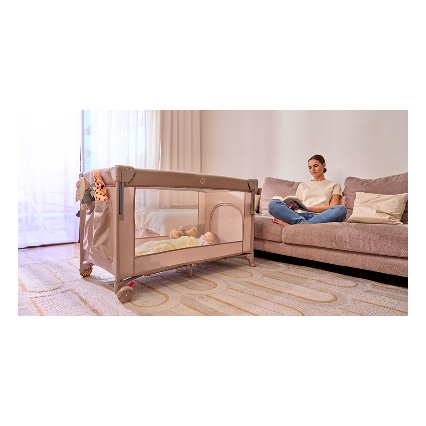 Lionelo - Matkasänky 3-in-1 ELLEN Beige Hiekka
