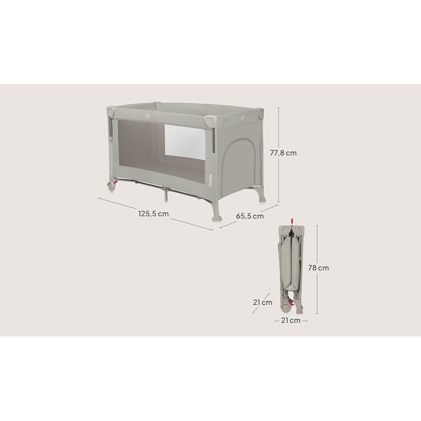 Lionelo - Matkasänky 3-in-1 ELLEN Beige Hiekka