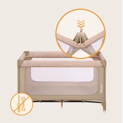 Lionelo - Matkasänky JASMIN EASY FOLD Beige Hiekka