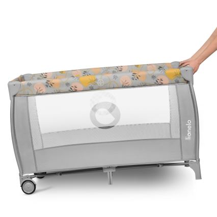Lionelo - Matkasänky STEFI PLUS vaaleanpunainen/keltainen