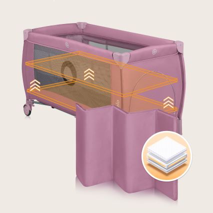 Lionelo - Matkasänky STEFI PLUS vaaleanpunainen magnolia
