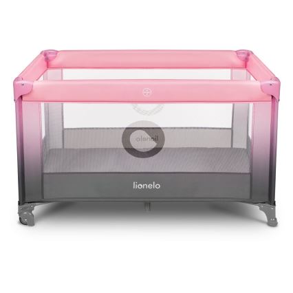 Lionelo - Matkasänky STEFI vaaleanpunainen/harmaa