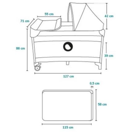 Lionelo - Matkasänky SVEN PLUS harmaa/turkoosi