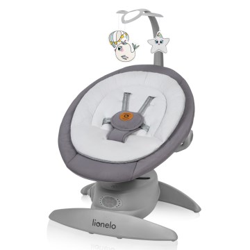 Lionelo - Melodialla varustettu lasten keinu MELL Grey Stone 4xAA + kaukosäädin