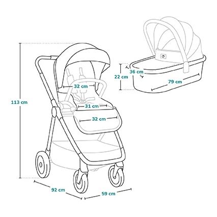 Lionelo - MERIL yhdistelmävaunut 2‑in‑1 Beige Sand