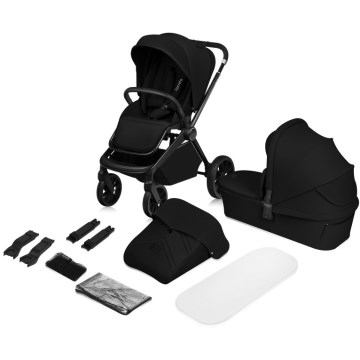 Lionelo - MIKA PLUS 2-in-1 yhdistelmävaunut Musta Onyx