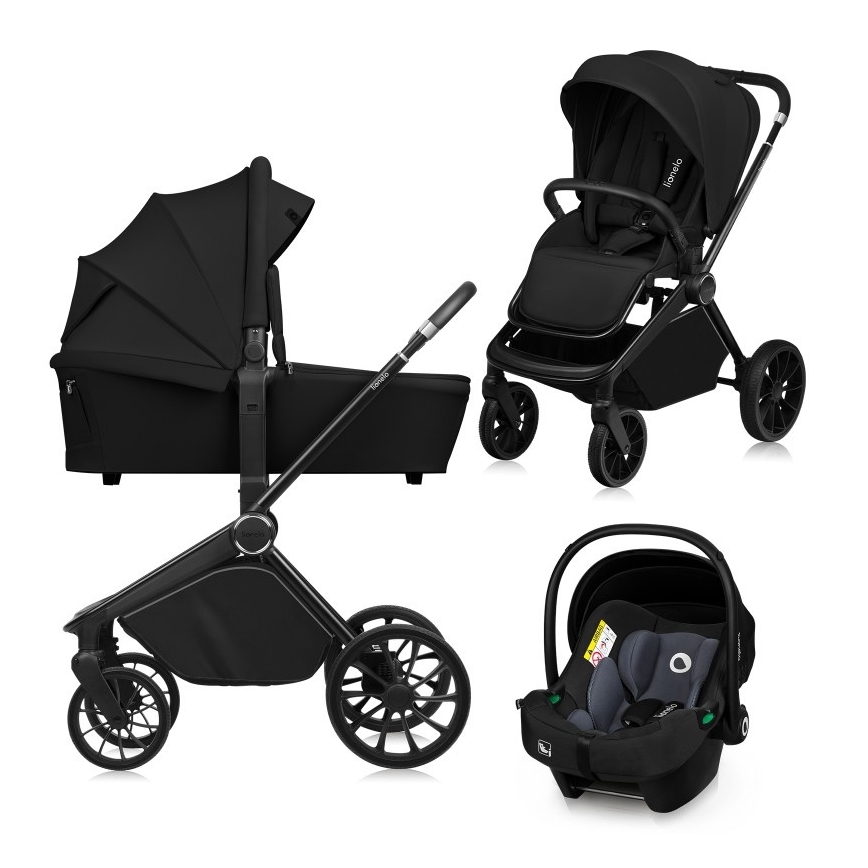 Lionelo - MIKA PLUS 3-in-1 yhdistelmävaunut, Black Onyx