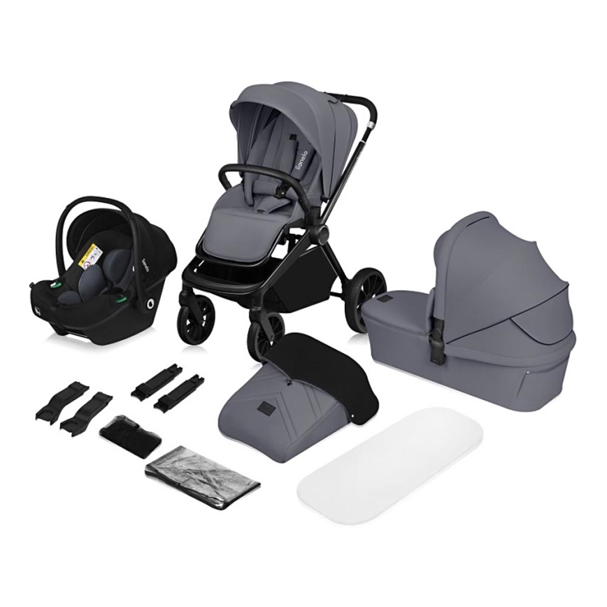 Lionelo - MIKA PLUS 3-in-1 yhdistelmävaunut Grey Stone