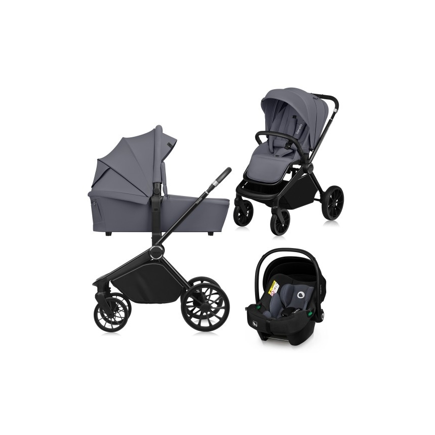 Lionelo - MIKA PLUS 3-in-1 yhdistelmävaunut Grey Stone