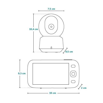 Lionelo - Näytöllinen vauvamonitori BABYLINE 9.1 5V 3600 mAh