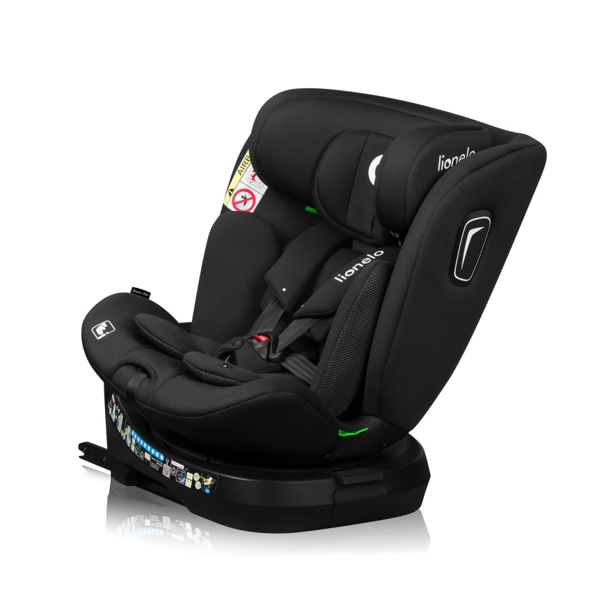 Lionelo - Pyörivä turvaistuin jalustalla BRAVE i-Size 40-150 cm Black Carbon