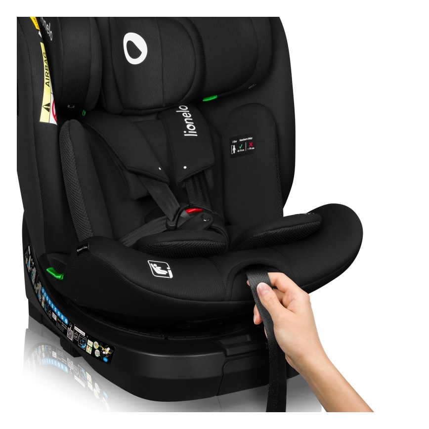 Lionelo - Pyörivä turvaistuin jalustalla BRAVE i-Size 40-150 cm Black Carbon
