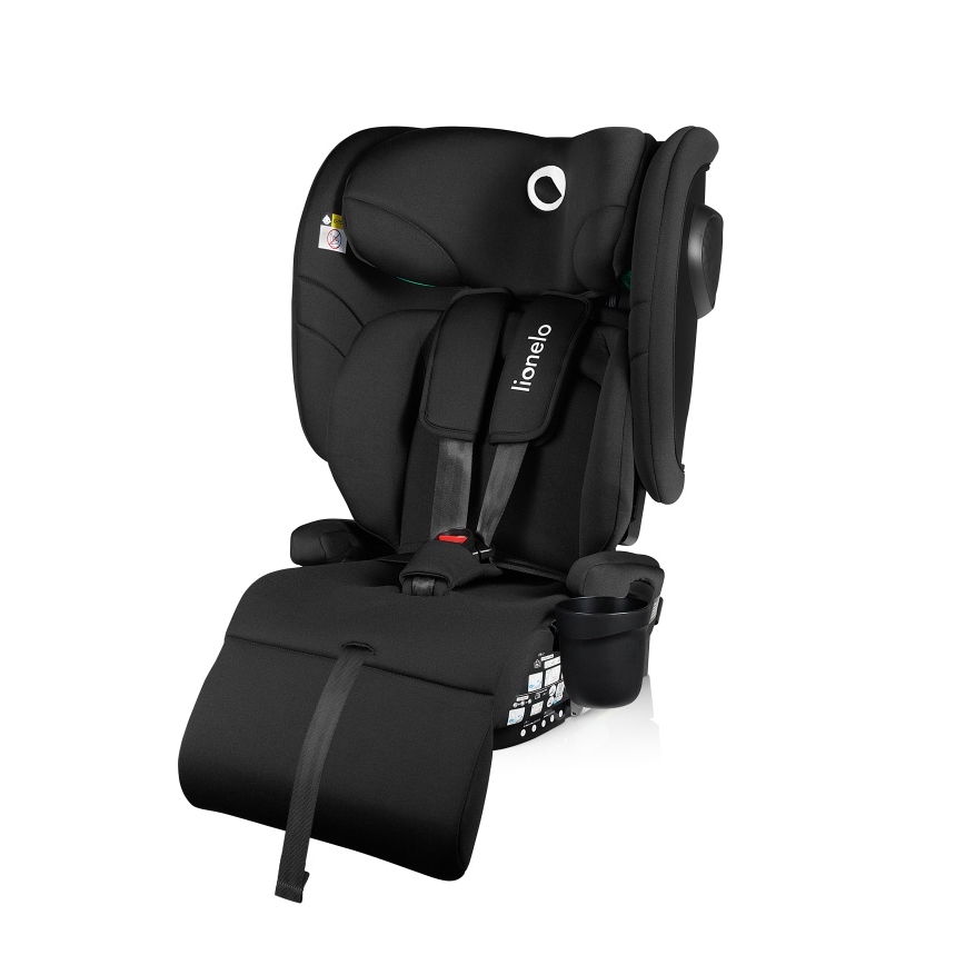 Lionelo - Taitettava lasten turvaistuin NELLY i-Size 76-150 cm Musta Carbon