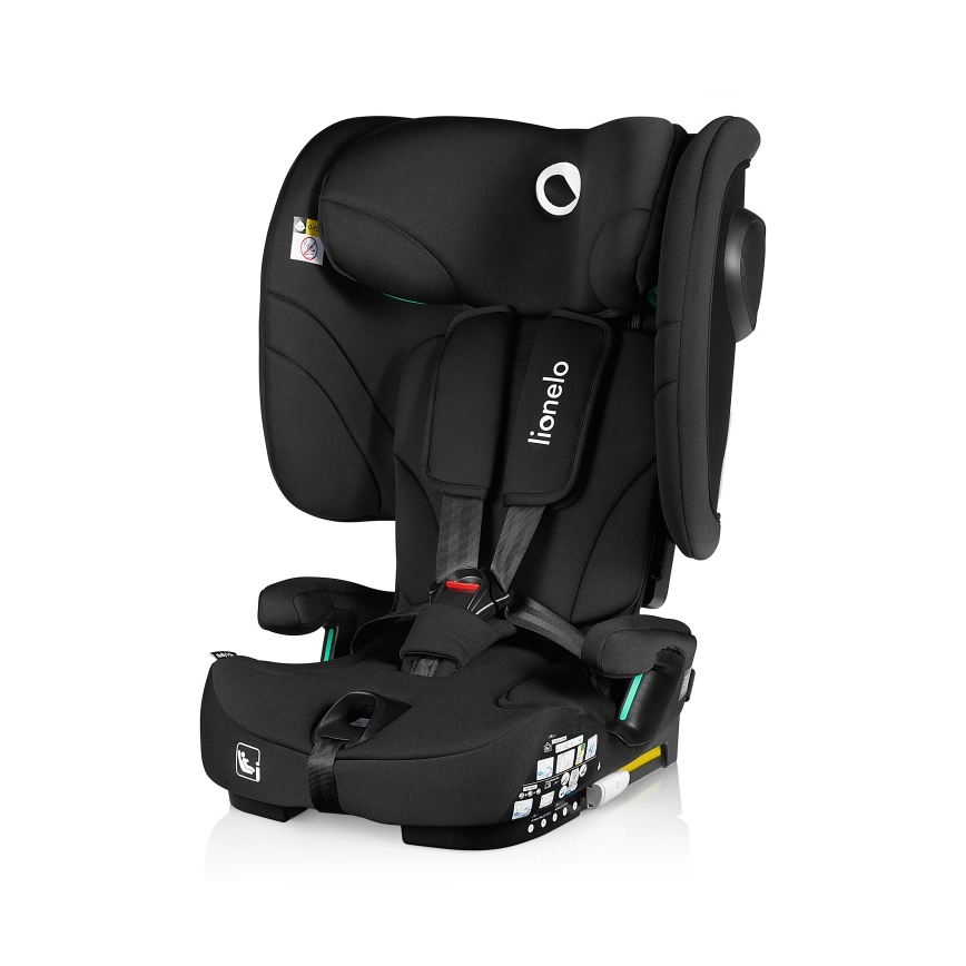 Lionelo - Taitettava lasten turvaistuin NELLY i-Size 76-150 cm Musta Carbon