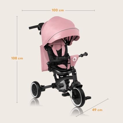 Lionelo - TRIS PLUS lasten kolmipyörä Pink Rose