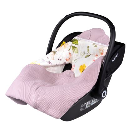 Lionelo - Turvakaukalon kietaisupussi TRAVEL SWADDLE 90x90 cm Vaaleanpunainen kukkakuosi