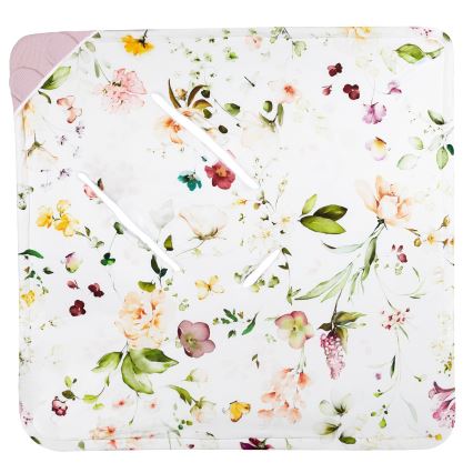 Lionelo - Turvakaukalon kietaisupussi TRAVEL SWADDLE 90x90 cm Vaaleanpunainen kukkakuosi